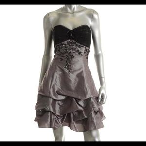 Elegant Strapless Black and Gray Dress